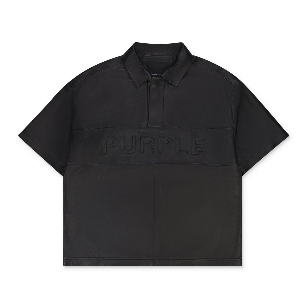 Black Leather Short Sleeve Polo