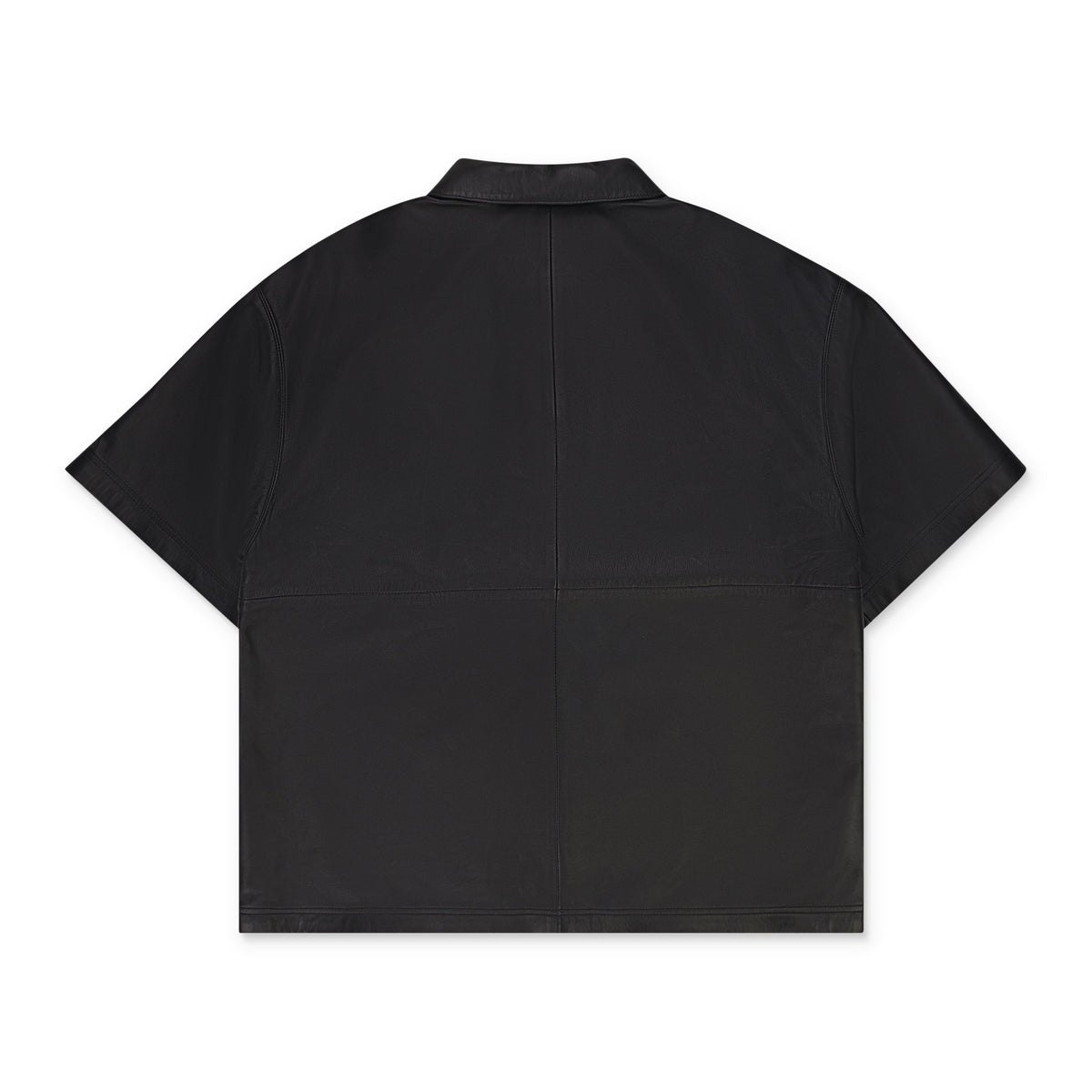 Black Leather Short Sleeve Polo