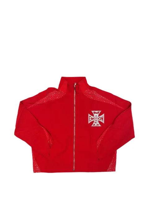 Mixed Emotion crystal-embellished logo-print jacket