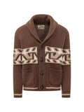 RAKKI jacquard-knit shawl-collar cardigan