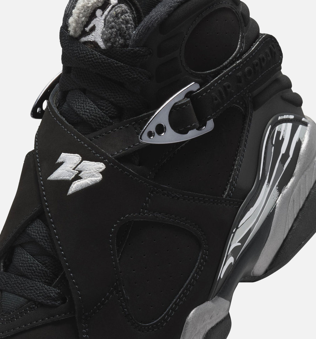 Air Jordan 8 Retro Chrome Big Kids' Sneakers - Black / White / Light Graphite