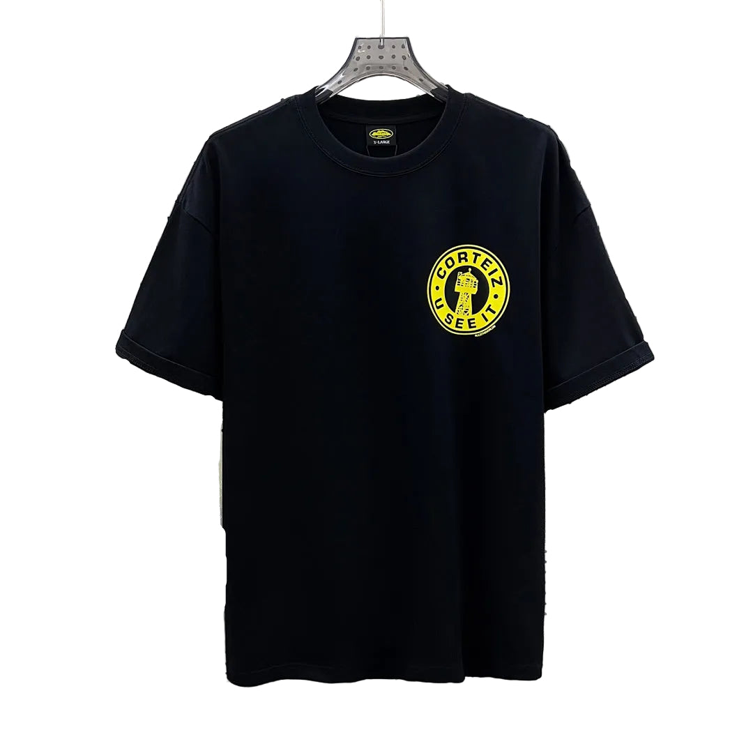 Corteiz U See It Tower Badge Oversized Tee – Black/Yellow