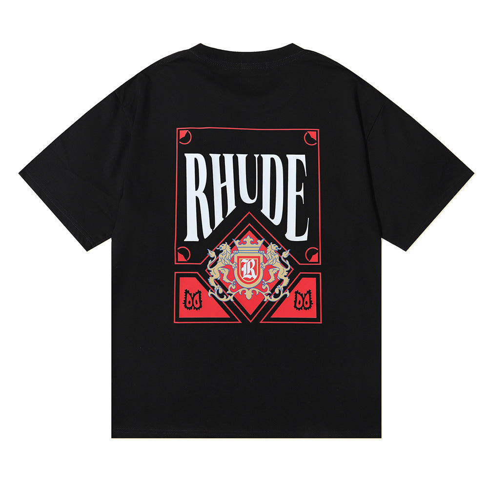 Rhude T-shirt Micro Label Letter Card Print Short Sleeve T-shirt