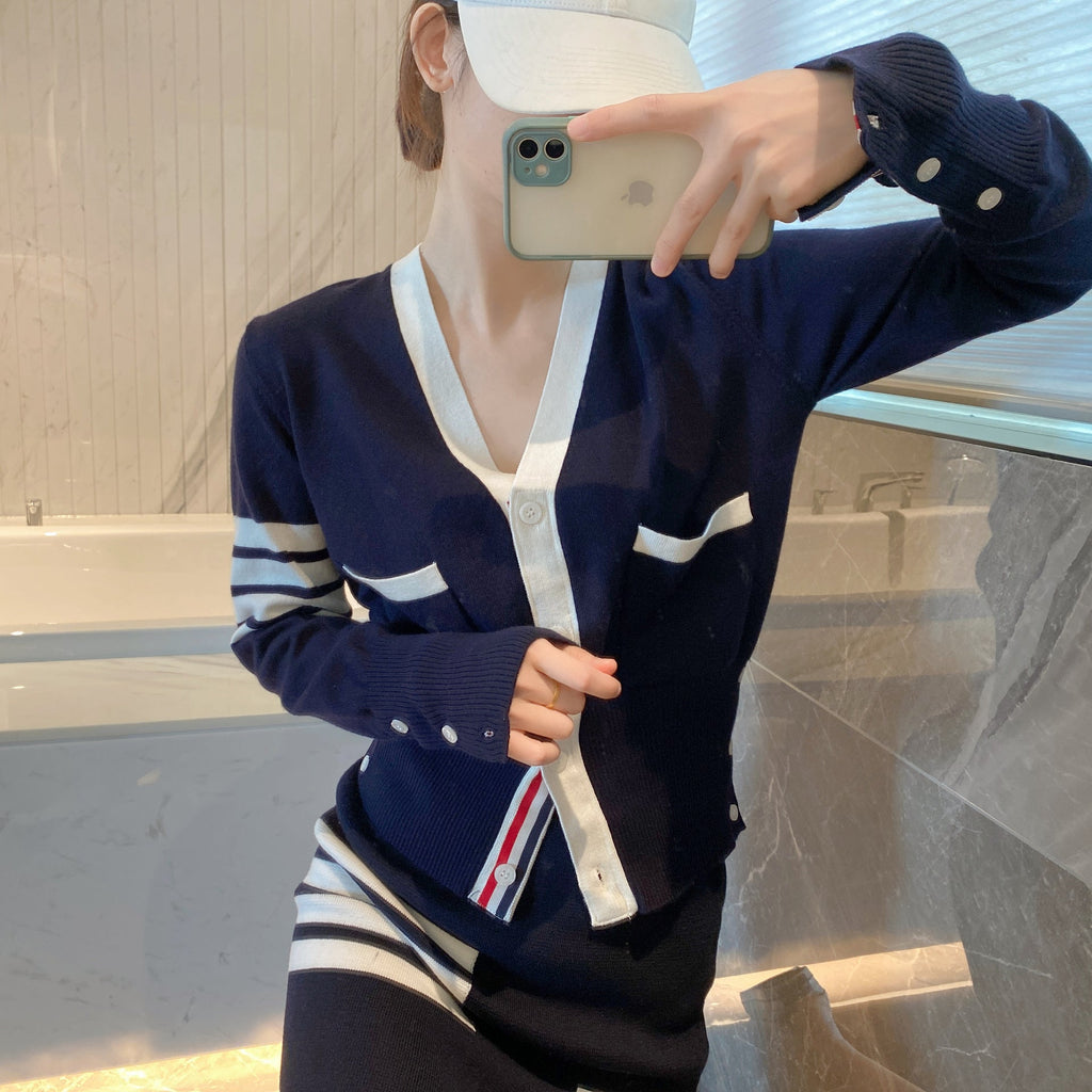 Thom Browne 2025SS Women's Rose and Bird Jacquard Cardigan
