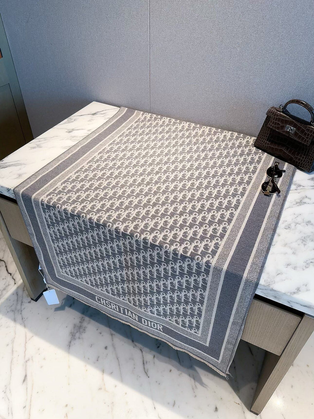 Dior Style Geometric Monogram Scarf