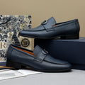 Dior Navy Blue Pebbled Leather Loafers