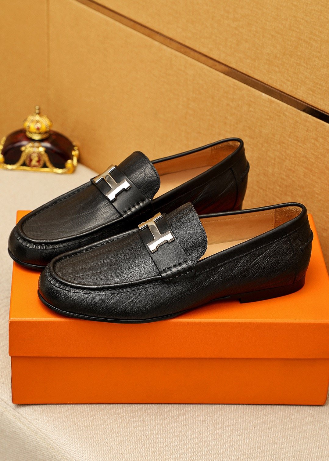 Hermès Black H-Hardware Loafers - Leather Lining