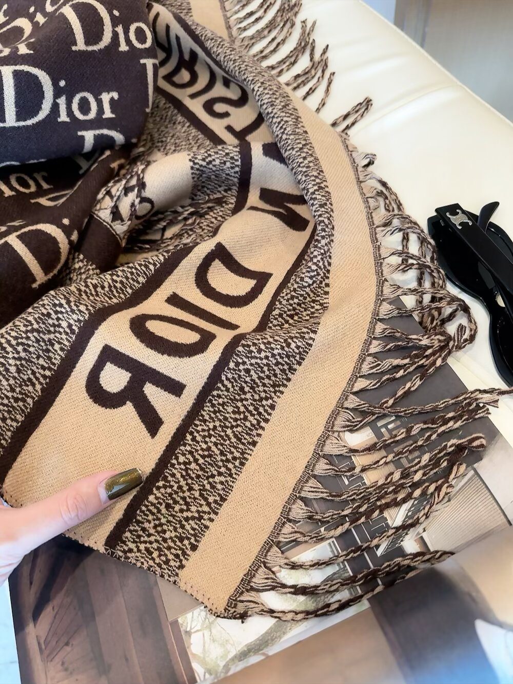 Dior Fringed Monogram Scarf