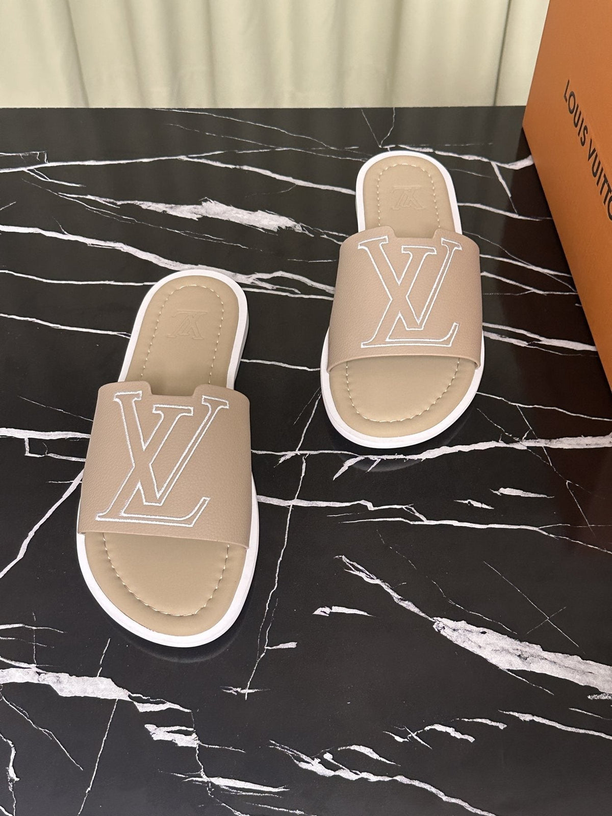 Louis Vuitton Men's Lettered Strap Slide Sandals