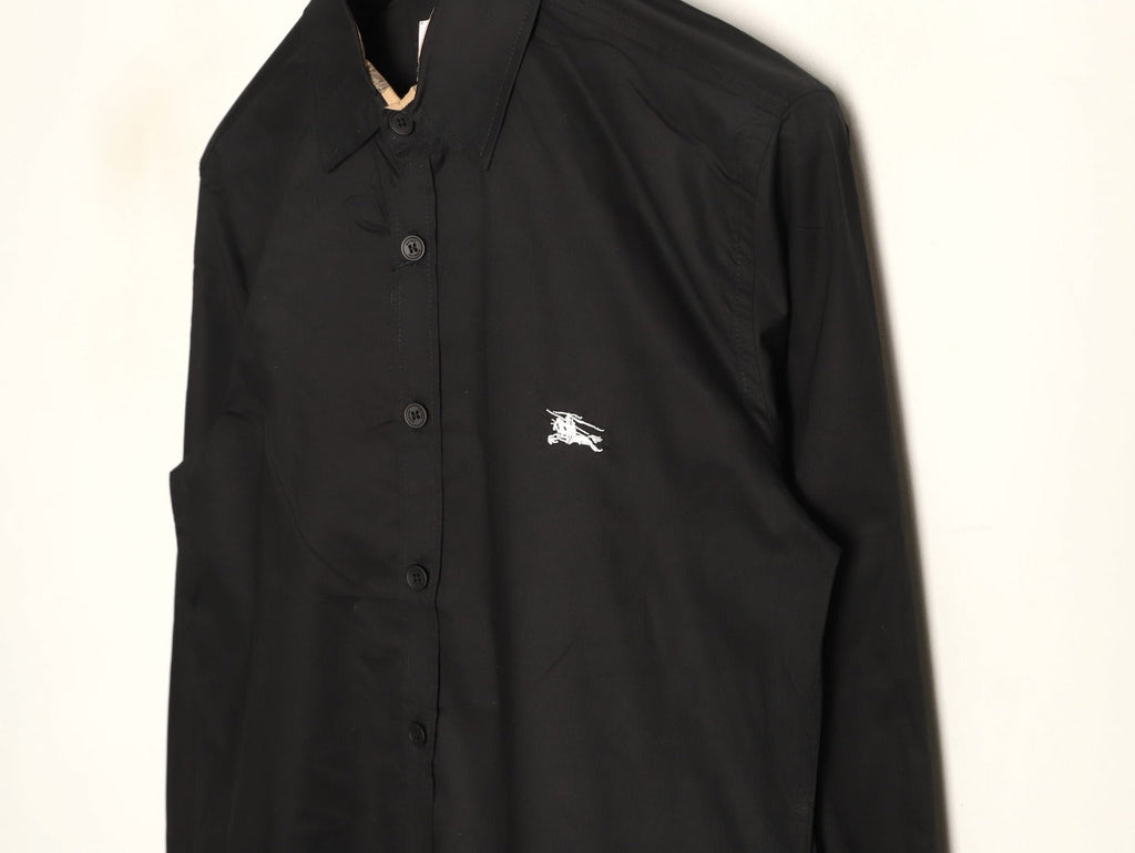 Burberry Equestrian Emblem Long-Sleeve Shirt - Black
