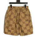 Gucci Large Double-G Allover-Motif Drawstring Shorts - Tan